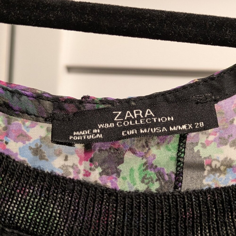 Black Sheer Zara Blouse with Floral Print - Picture 3 of 6